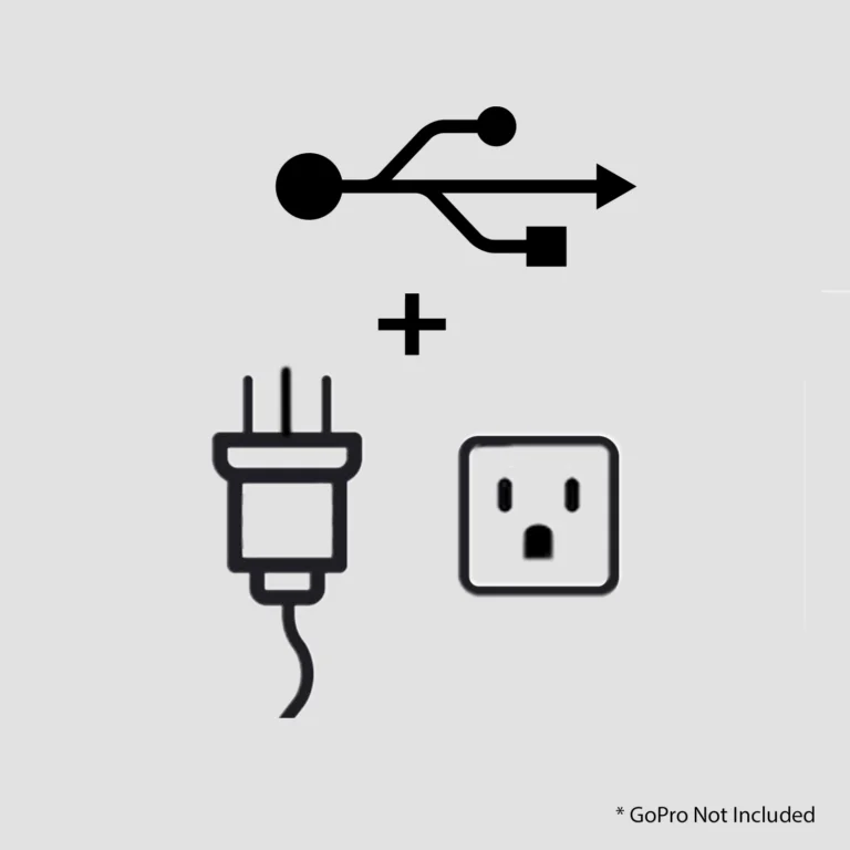 Icons noting additional USB and power connectivity for the OrcaVue Glambot