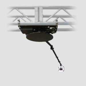 OrcaVue Overhead 360 photo booth hanging from a truss with the rectangular light on the arm